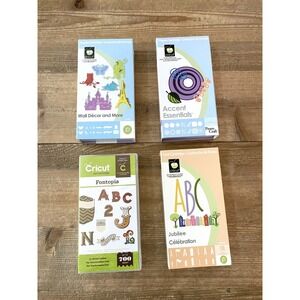 4 Cricut Cartridges Lot- Wall Decor & More, Accent Essentials, Fontopia, Jubilee